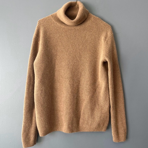 Quince Mongolian Cashmere Fisherman Turtleneck Sweater in Teak - Picture 5 of 11